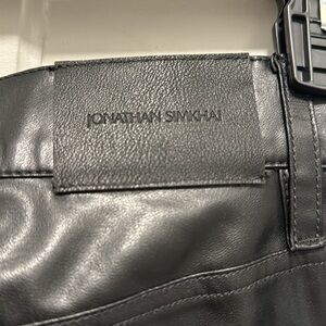NWT Jonathan Simkhai black faux leather straight leg pants XS small 25
